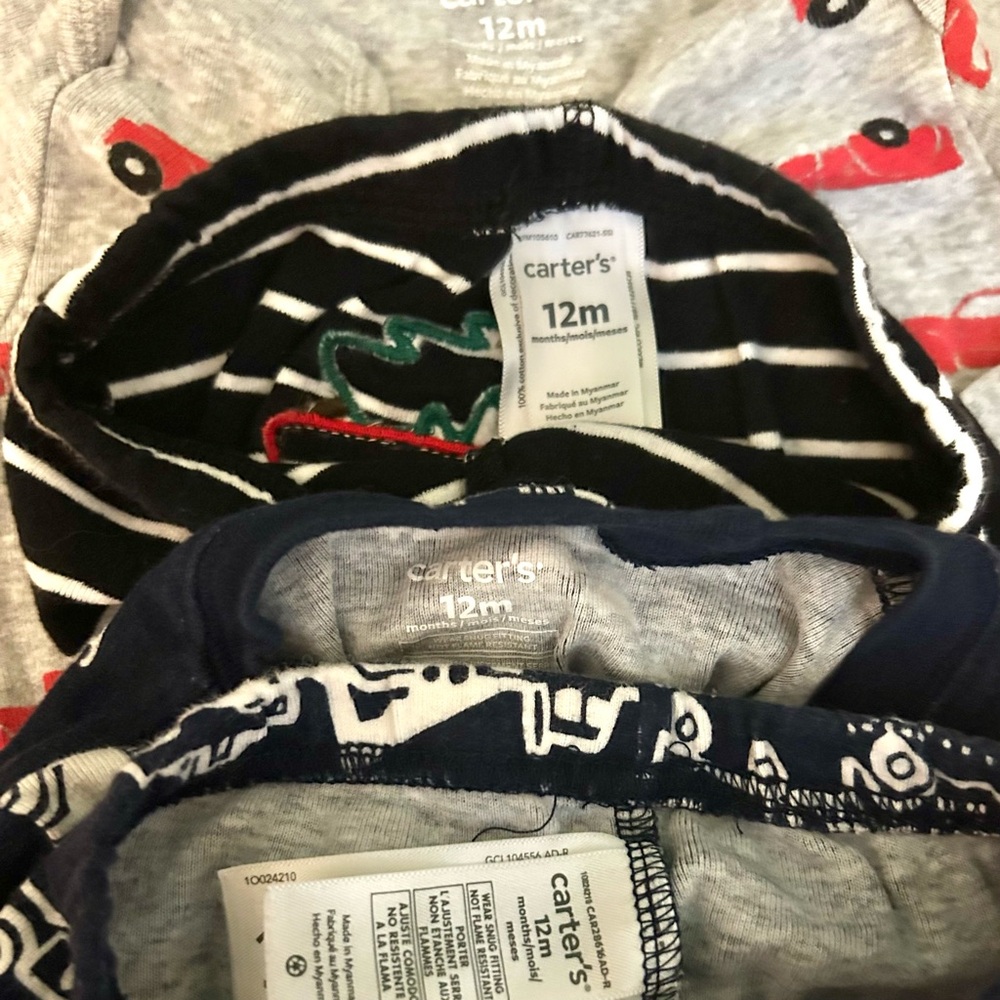 12m 4 Sets Carters Boys Pj Pajamas Bundle Long Sleeve Jogger Pants Lot Trucks - Picture 2 of 6